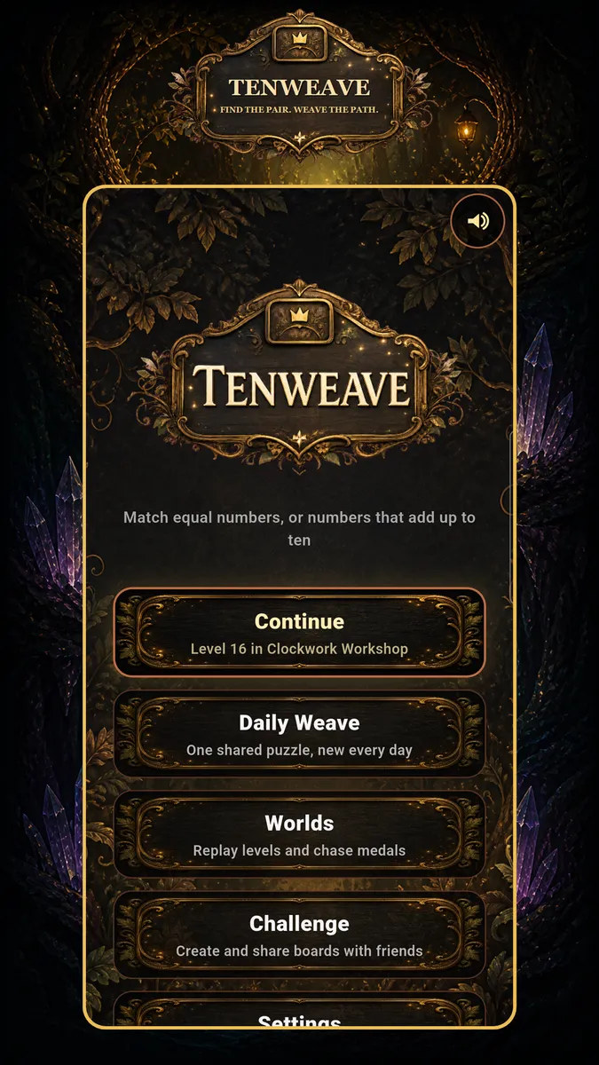 Tenweave home screen